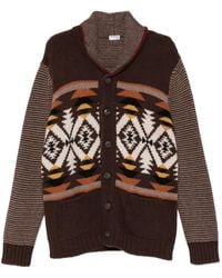 Fay - Geometric-Pattern Shawl-Collar Cardigan - Lyst