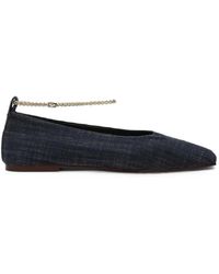 MARIA LUCA - Chain-Detail Square-Toe Ballet Flats - Lyst