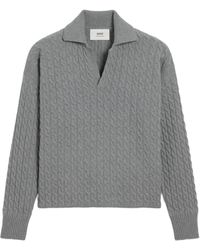 Ami Paris - Cable-Knit Wool Polo Shirt - Lyst