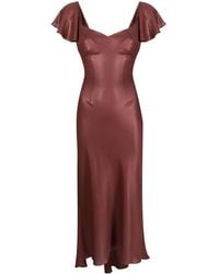 Parlor - Metallic-Effect Short-Sleeved Midi Dress - Lyst