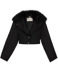 Blumarine - Faux-Fur-Collar Cropped Jacket - Lyst