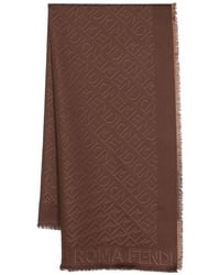 Fendi - Logo-Print Virgin-Wool Scarf - Lyst