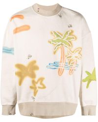 Palm Angels - Sprayed Palm-print Cotton Sweatshirt - Lyst