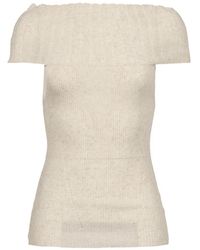 BOHEMSEO - Off-Shoulder Ribbed-Knit Sweater - Lyst