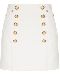 Balmain - Short Cotton Canvas Skirt - Lyst