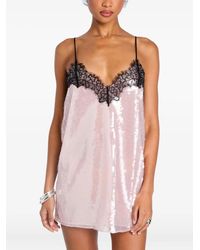 retroféte - Sequin Lace-Trimmed Slip Dress - Lyst