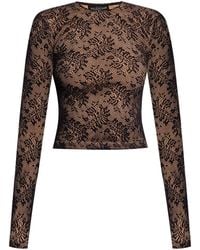 Balenciaga - Lace Effect Long-Sleeved Top - Lyst