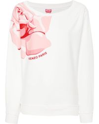 KENZO - Rose-print Cotton Sweatshirt - Lyst