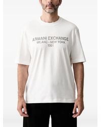 ARMANI EXCHANGE - T-Shirt À Col Rond Teint En Pièce Et Logo Imprimé - Lyst
