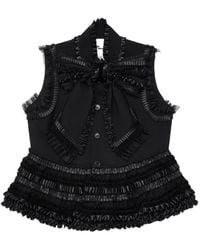 Noir Kei Ninomiya - Ruffled Bow-Detail Blouse - Lyst