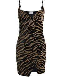 Balmain - Velvet Dress With Tiger Embroidery - Lyst