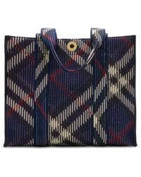 Burberry - Marineblaues Vintage-Check-Stricktasche - Lyst