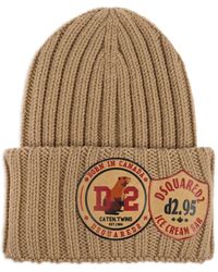 DSquared² - Ribbed Logo-Patch Beanie - Lyst