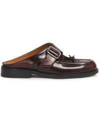 Marni - Burgundy Leather Bambi-Buckle Sabots - Lyst