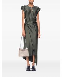 Rabanne - Robe Mi-Longue En Satin À Design Drapé - Lyst