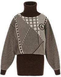 MM6 by Maison Margiela - Geometric-Pattern Mini Dress - Lyst