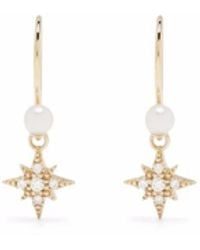 Mizuki - 14Kt Pearl Diamond Small Star Earrings - Lyst