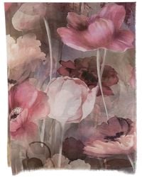D'Aniello - Foulard Fleurie À Bords Francs - Lyst