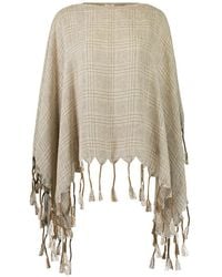 Brunello Cucinelli - Prince Of Wales Fringed Poncho - Lyst