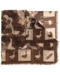 Moschino - Goose-Print Fringed Scarf - Lyst