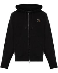 Burberry - Embroidered Zip-Up Hoodie - Lyst