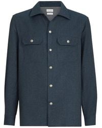 Brunello Cucinelli - Virgin-Wool Flannel Overshirt With Spread-Collar And Chest-Pockets - Lyst