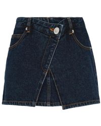 Pushbutton - Asymmetric-Front Denim Mini Skirt - Lyst