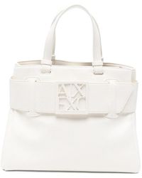 ARMANI EXCHANGE - Logo-Plaque Pebbled Leather Tote Bag - Lyst