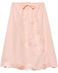 Prada - Embroidered Silk Skirt - Lyst