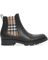 Burberry - Vintage Check Detail Leather Chelsea Boot - Lyst