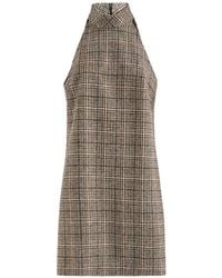 Brunello Cucinelli - Checked Alpaca And Wool Dress With Monili - Lyst