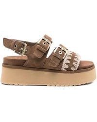 Mou - Buckle-Embellished Platform Sandals - Lyst