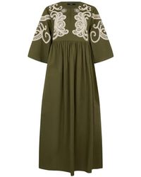 Weekend by Maxmara - Tilde Embroidered Gathered-Waist Maxi Dress - Lyst