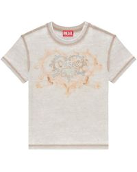 DIESEL - Jersey T-Shirt With Rhinestones And Burnout Effect - Lyst