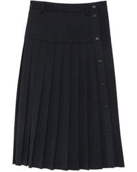 N°21 - Pleated Button-Detail Midi Skirt - Lyst