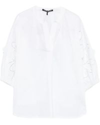 Luisa Cerano - Broderie-Anglaise V-Neck Blouse - Lyst