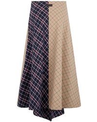 Barbour - Check-Pattern Asymmetric Skirt - Lyst