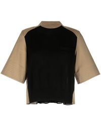 Sacai - Colour-block Pleated T-shirt - Lyst