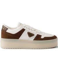 Prada - Downtown Bold Platform Triangle-Logo Sneakers - Lyst