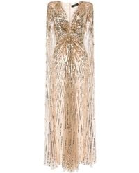 Jenny Packham - Gold Rush Sequined Cape Gown - Lyst