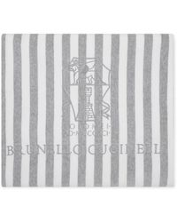 Brunello Cucinelli - Logo-embroidered Striped Beach Towel - Lyst