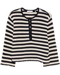 FRAME - Striped Pointelle-Knit Sweater - Lyst