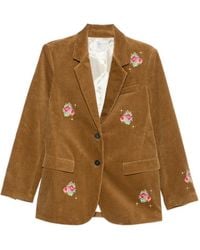 forte_forte - Floral-Embroidered Corduroy Blazer - Lyst