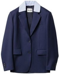 Miu Miu - Single-Breasted Wool Blazer - Lyst