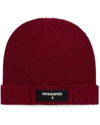 Patrizia Pepe - Logo-Patch Ribbed-Knit Beanie Hat - Lyst