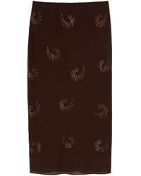 Pinko - Straight Georgette Skirt With Intricate Swirl Patterns - Lyst