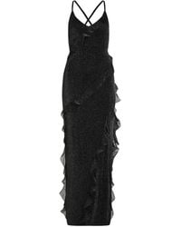 KARL LAGERFELD - Lurex Ruffle Maxi Dress - Lyst