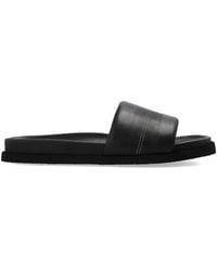 Off-White c/o Virgil Abloh - Logo-Print Leather Slides - Lyst