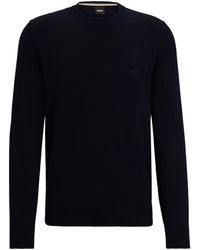 BOSS - Logo-embroidered Cotton Jumper - Lyst