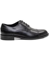 BOSS - Leather Derby Shoes With Brogue Details - Lyst